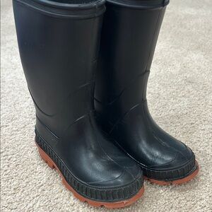 Kids Black and Brown Rain Boots